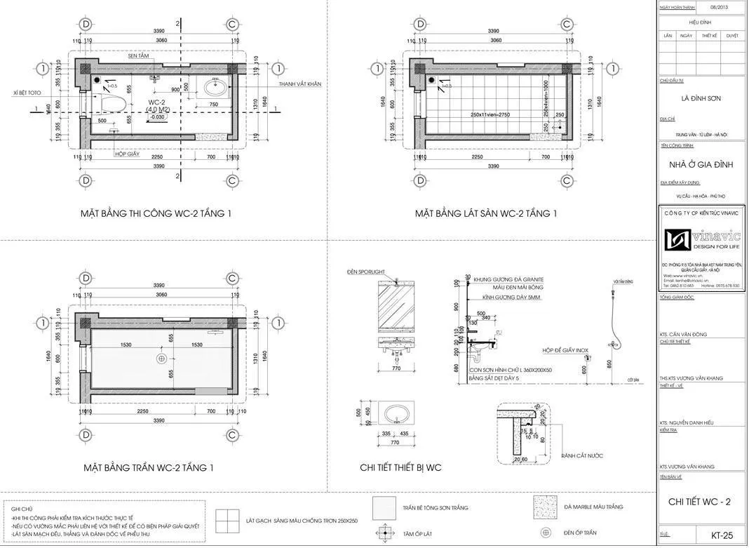 Một số bản vẽ hồ sơ thiết kế kỹ thuật thi công công trình kiến trúc