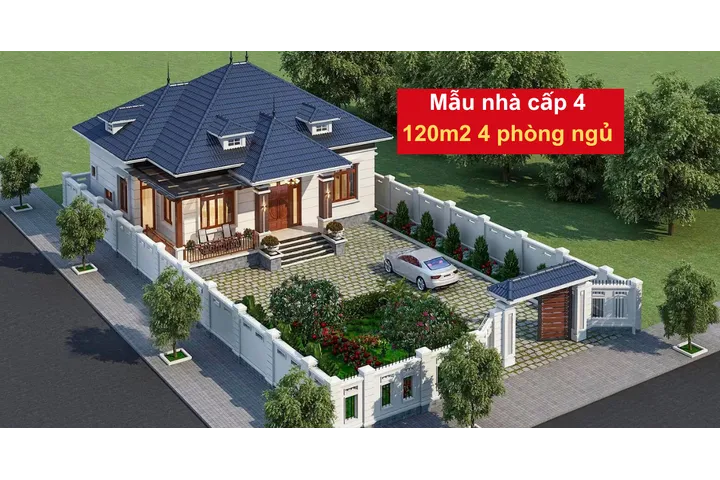 Những mẫu nhà cấp 4 4 phòng ngủ 120m2 hút mắt nhất 2024