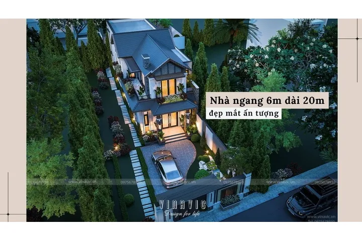 Những mẫu nhà ngang 6m dài 20m đẹp mắt, ấn tượng