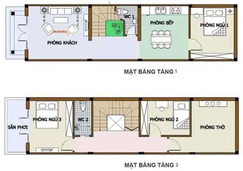 Những mẫu thiết kế nhà 2 tầng 60m2 5x12m bắt mắt nhất