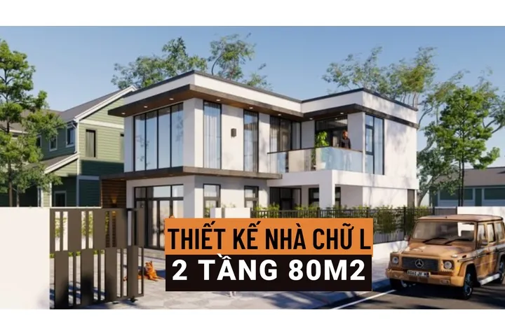 Thiết kế nhà chữ L 80m2: Mở rộng không gian với cửa sổ và ban công