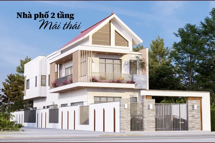 Tìm hiểu mặt bằng kiến trúc nhà phố 2 tầng mái thái