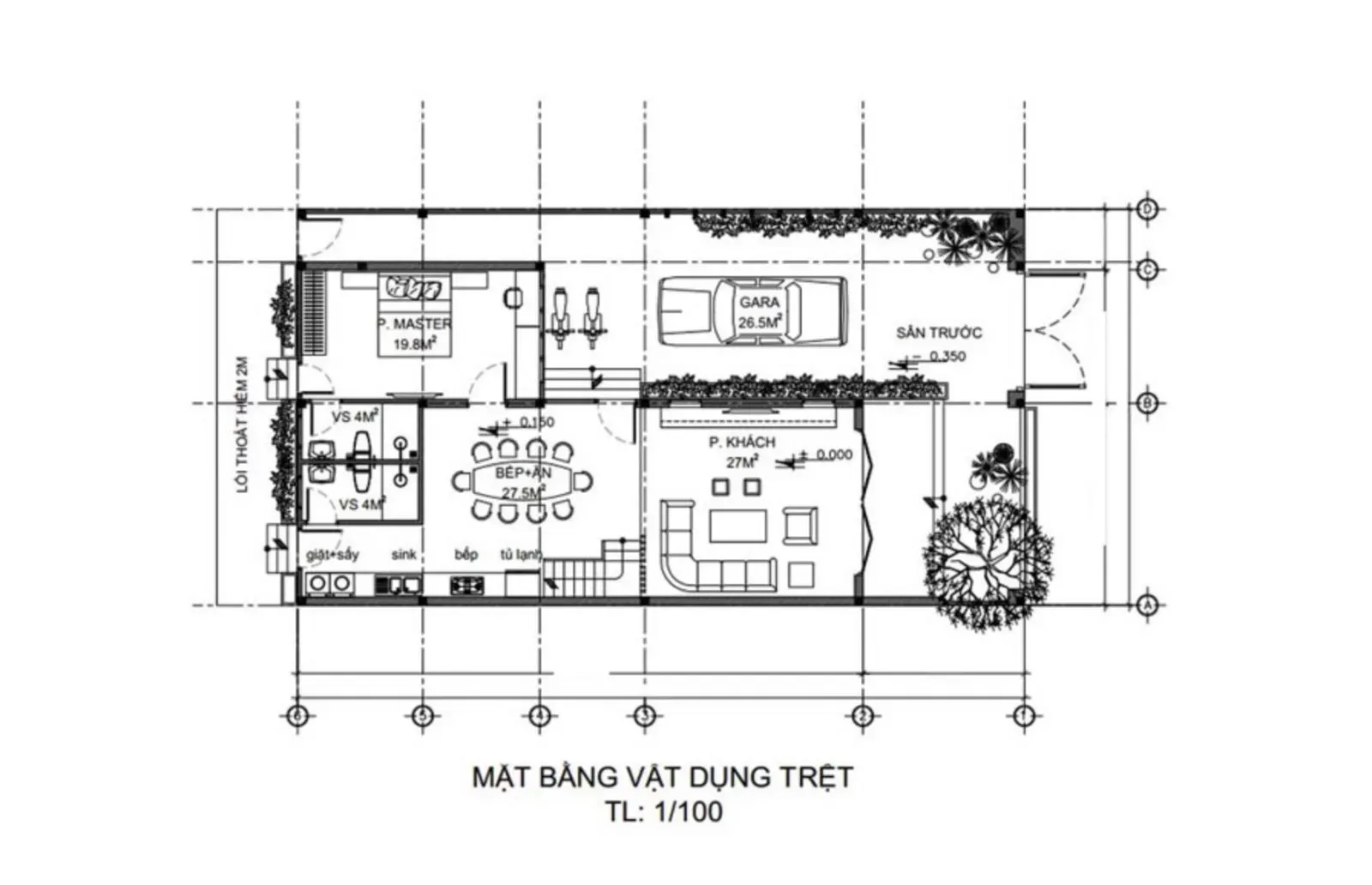 Tìm hiểu mặt bằng kiến trúc nhà phố 2 tầng mái thái