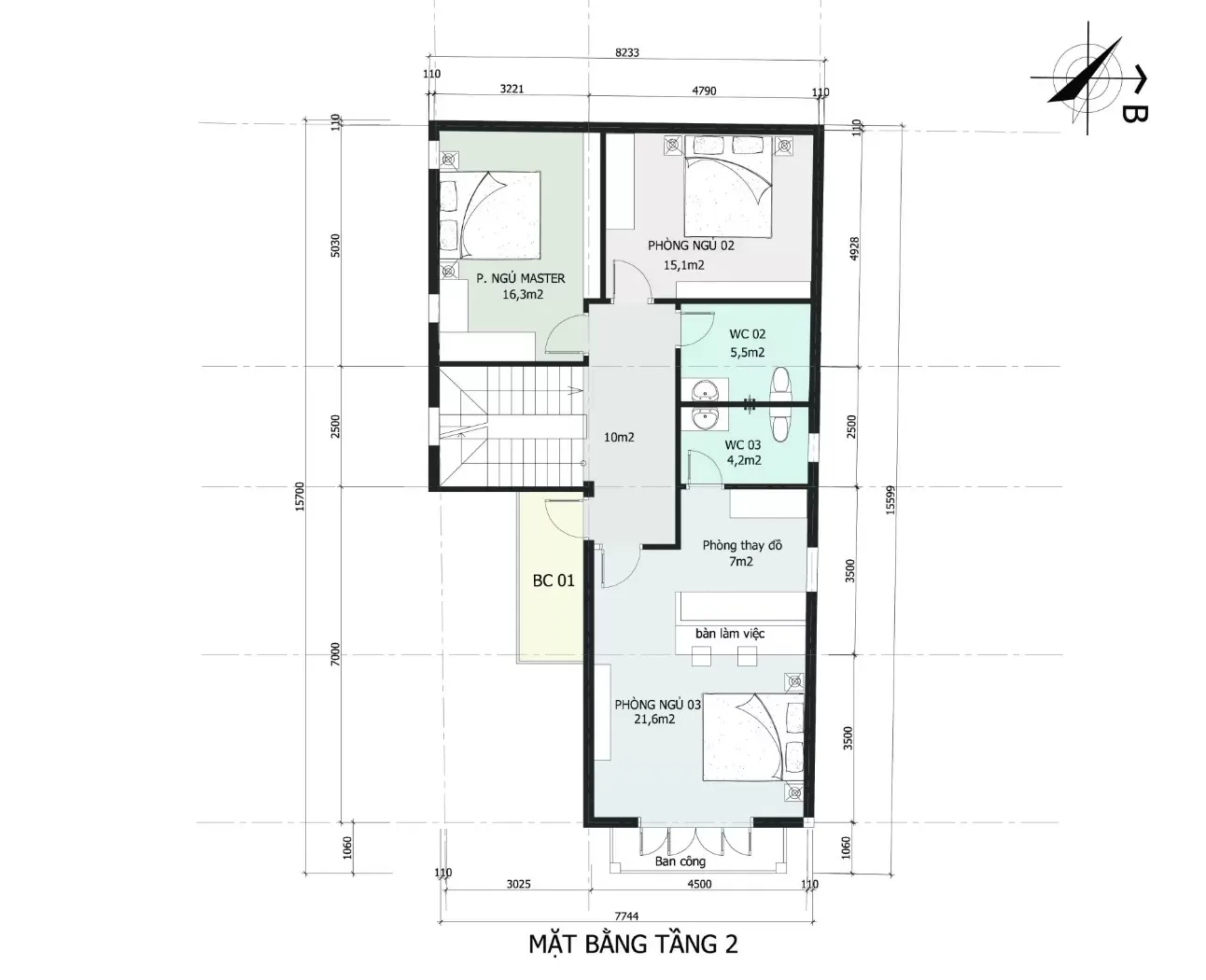 Tìm hiểu mặt bằng kiến trúc nhà phố 2 tầng mái thái