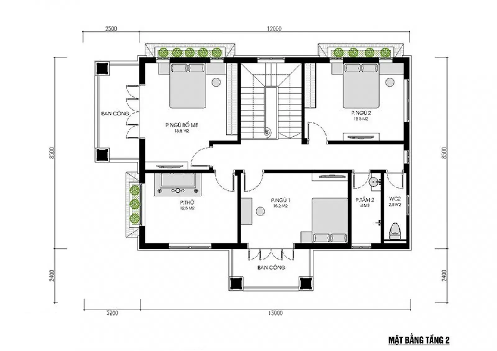 Tổng hợp các mẫu nhà 8×12 2 tầng siêu đẹp kèm bản vẽ mặt bằng