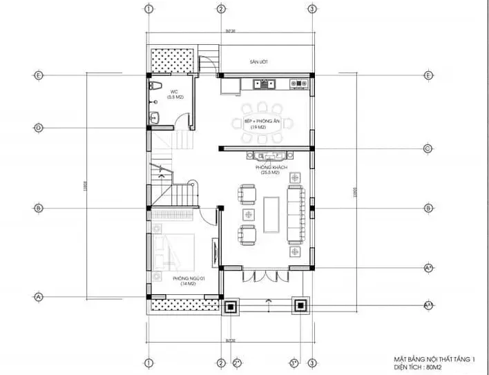 Tổng hợp các mẫu nhà 8×12 2 tầng siêu đẹp kèm bản vẽ mặt bằng