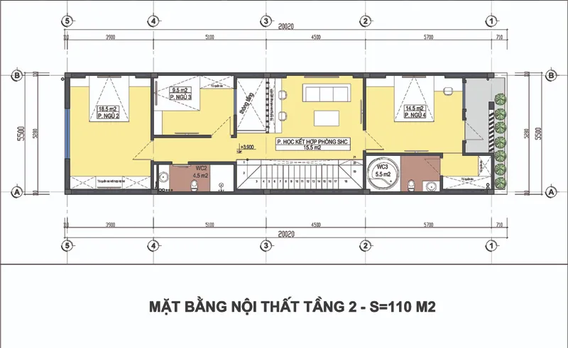 Tổng hợp các mẫu nhà ống 3 tầng 5x15m 4 phòng ngủ tiện nghi