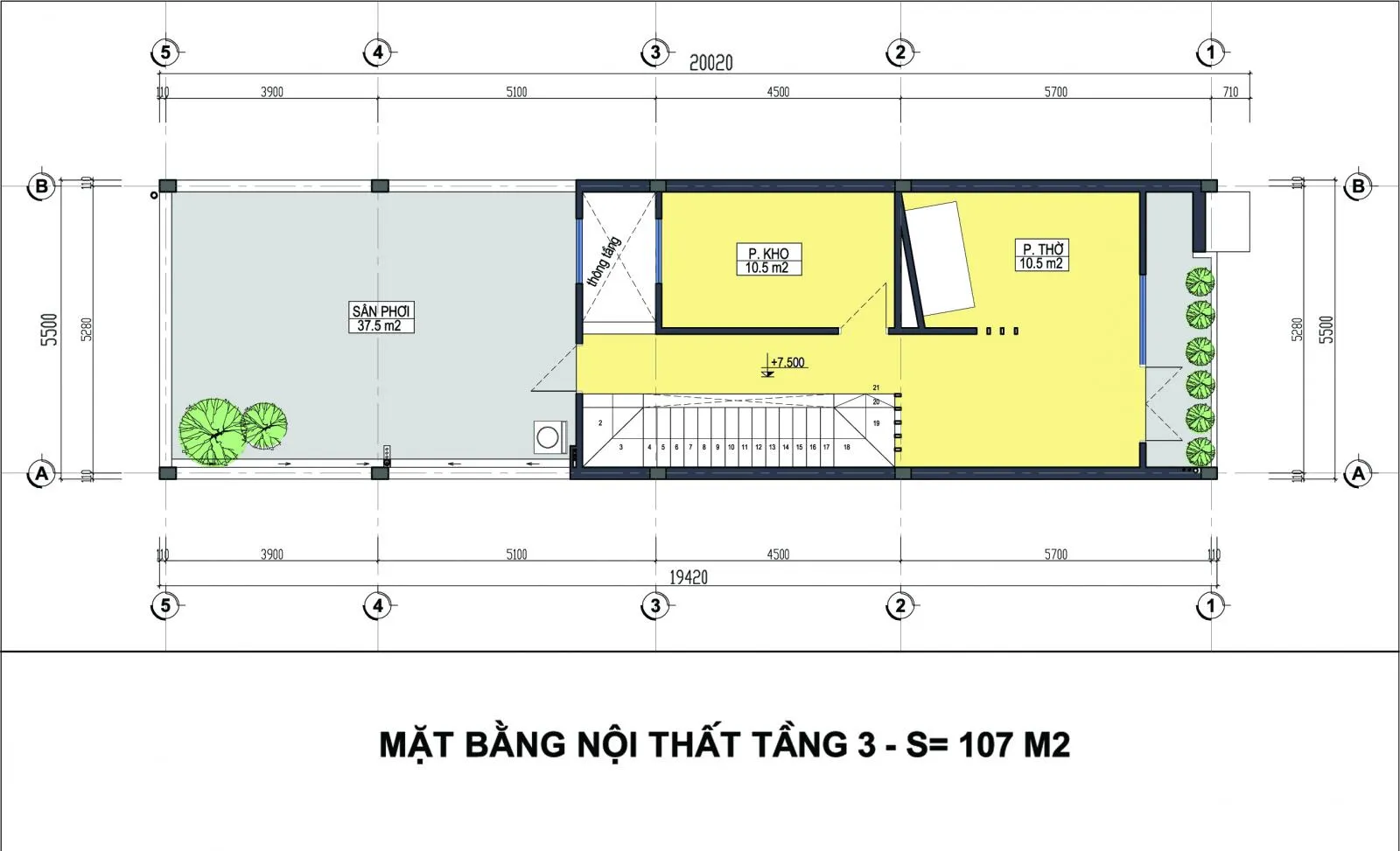 Tổng hợp các mẫu nhà ống 3 tầng 5x15m 4 phòng ngủ tiện nghi