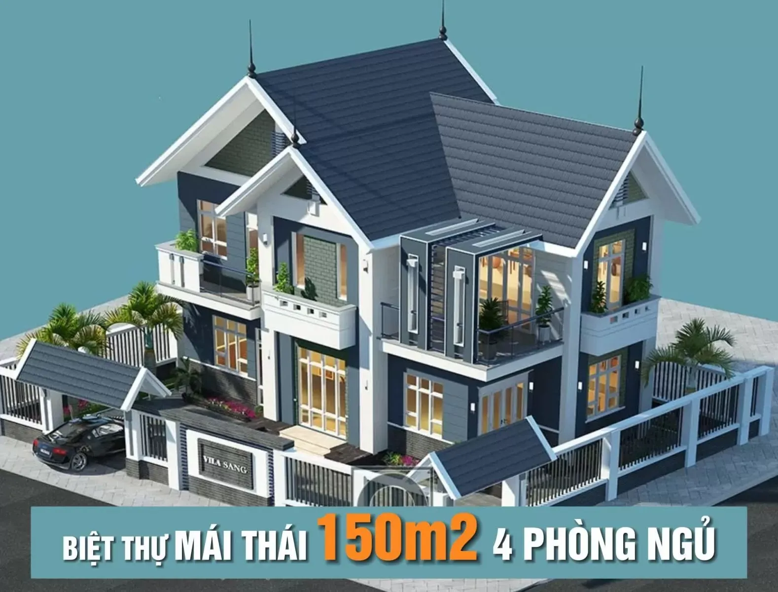 Tổng hợp mẫu nhà mái thái 150m2 4 phòng ngủ đẹp nhất