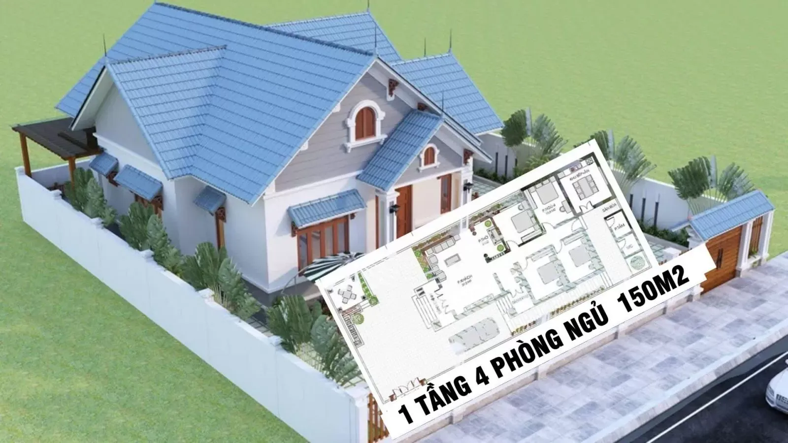 Top 27 mẫu nhà 1 tầng 4 phòng ngủ 150m2 đẹp tiện nghi