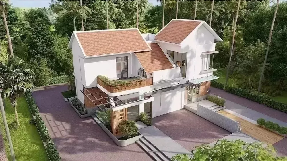 Top 27 mẫu thiết kế nhà 2 tầng 4 phòng ngủ 100m2 1 phòng thờ đẹp