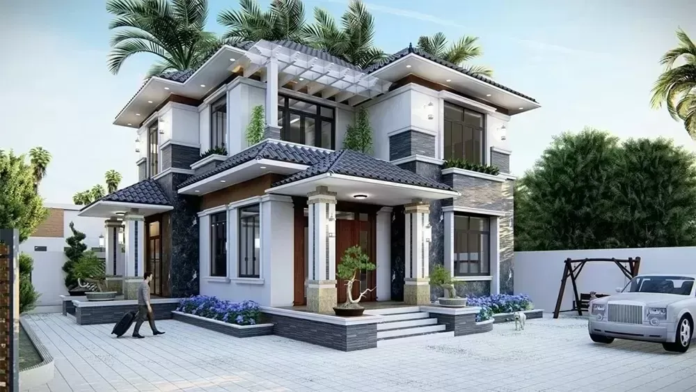 Top 55+ mẫu nhà vuông 2 tầng 80m2 đẹp hiện đại, sang trọng