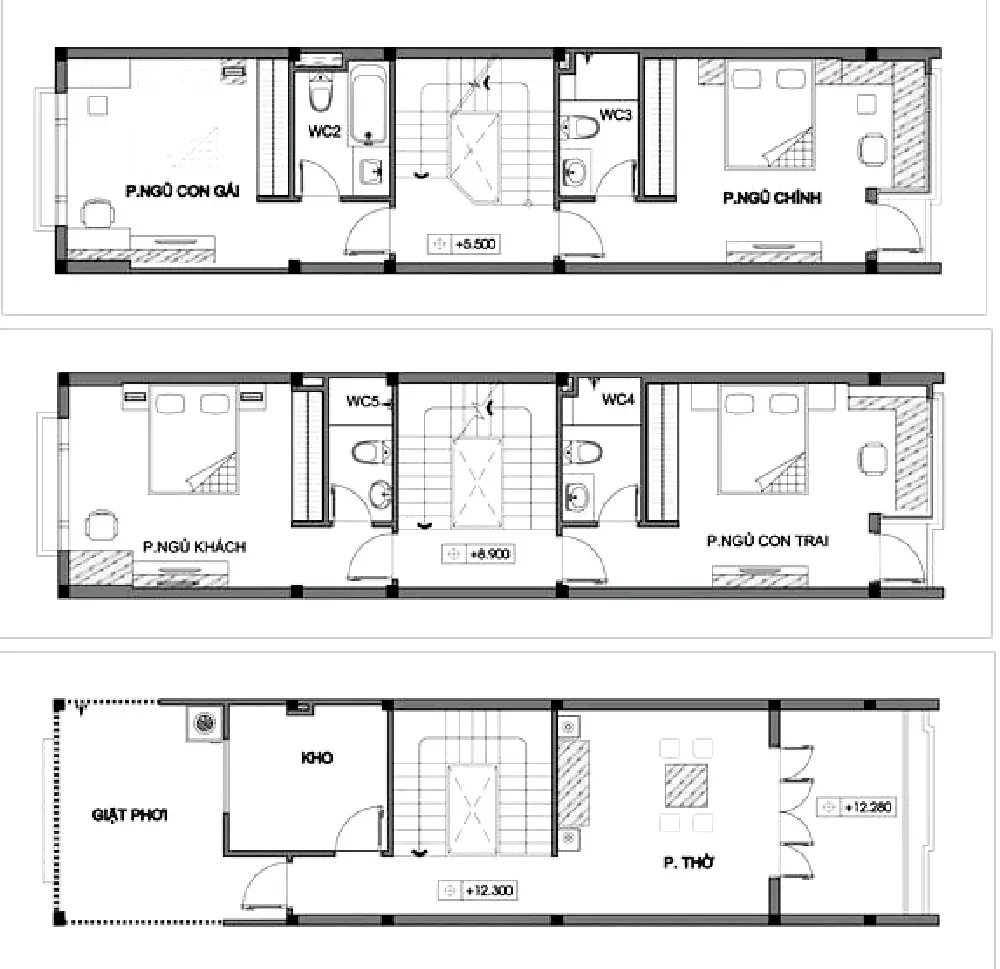 Top 9 bản vẽ nhà 3 tầng với thiết kế tiện nghi hiện đại