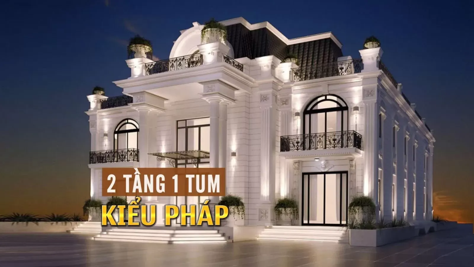 Top các mẫu nhà kiểu pháp 2 tầng 1tum thiết kế mới nhất