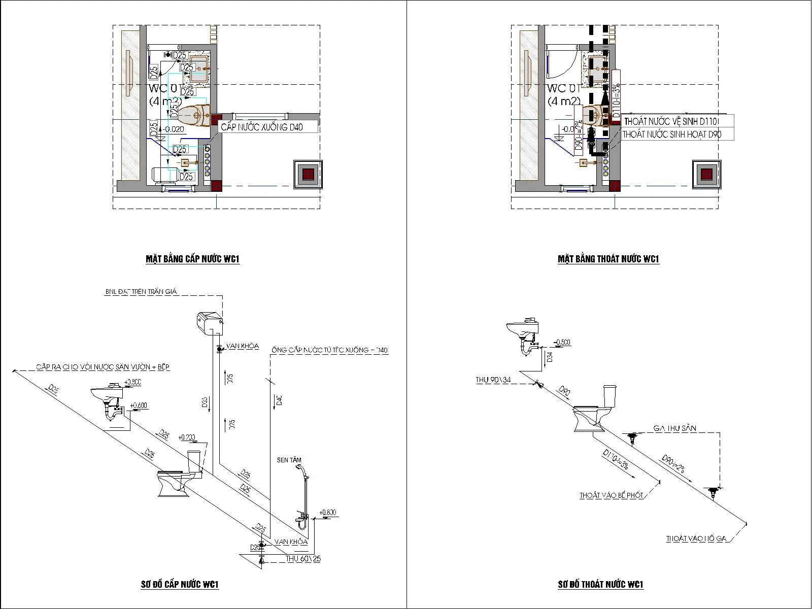 Trọn bộ bản vẽ điện nước nhà 2 tầng & sơ đồ chi tiết