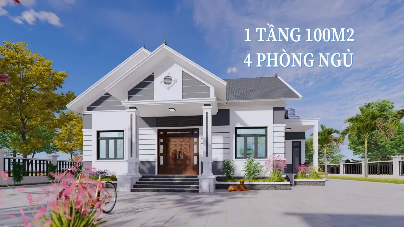 Tư vấn chọn mẫu nhà 1 tầng 4 phòng ngủ 100m2 đẹp nhất