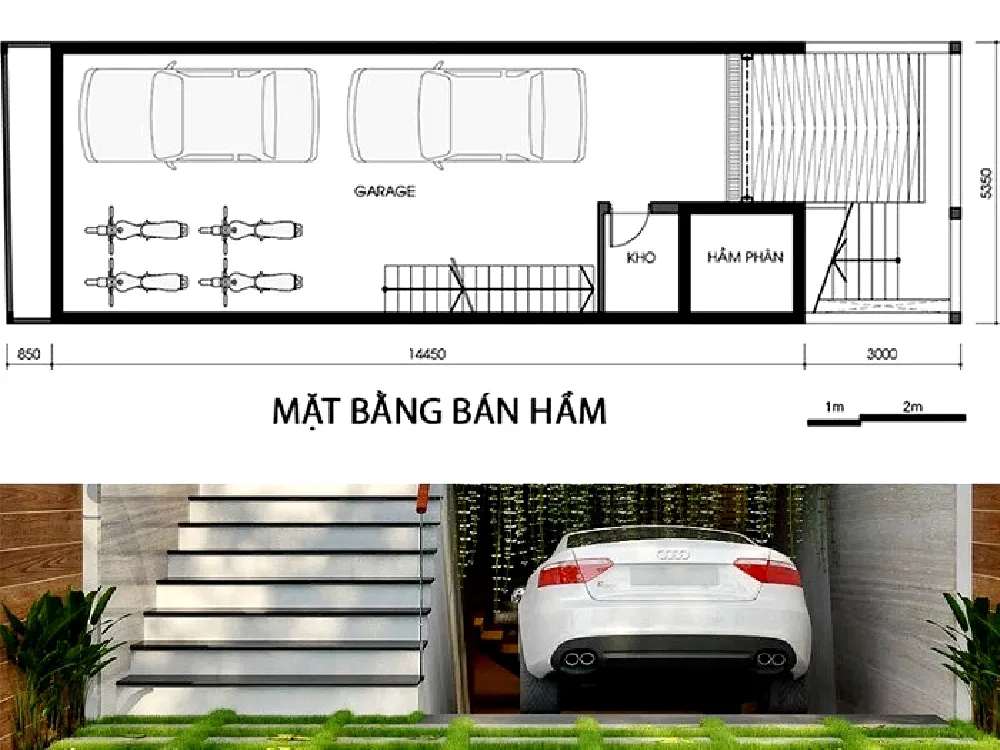 Xây nhà có tầng bán hầm có tính là 1 tầng hay không?