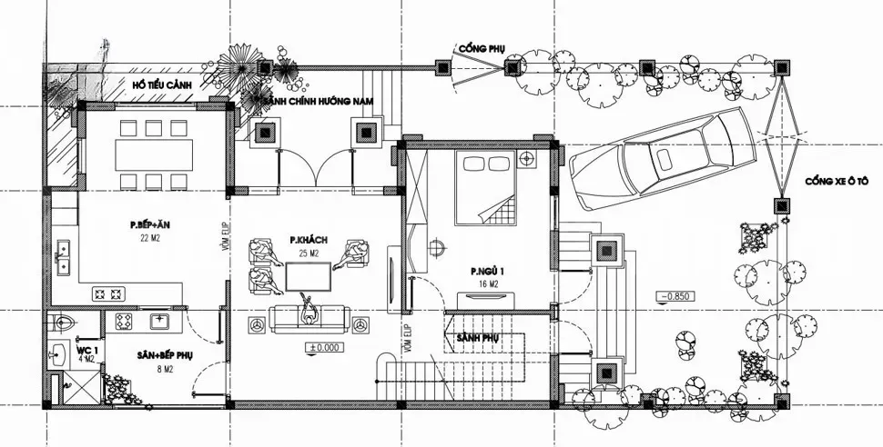 Ý tưởng và bản vẽ thiết kế nhà 2 tầng 7x11m được sử dụng nhiều nhất