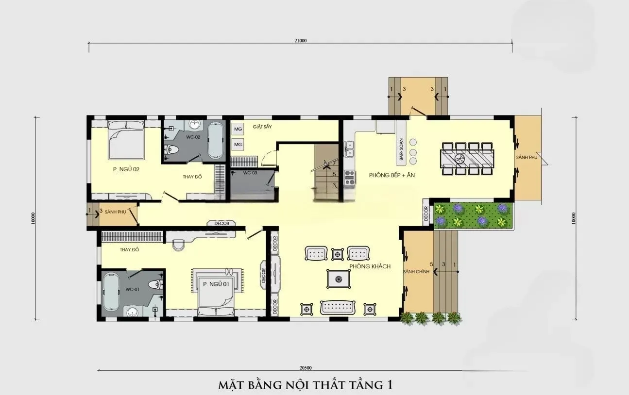 Ý tưởng và bản vẽ thiết kế nhà 2 tầng 7x11m được sử dụng nhiều nhất